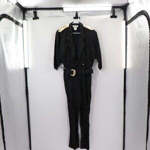 Vintage D.Frank Black and Gold 1980s Jumpsuit